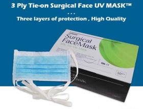 UVMASK Surgical 3-Ply Tie-On Level 2 Mask One Size Fits Most