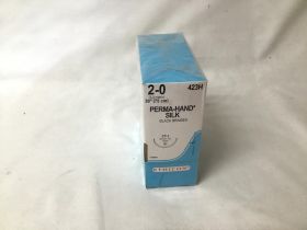 Perma-Hand Suture with Needle, Nonabsorbable Coated Black Suture with Braided Silk, Size 2-0 30 Inch Suture 36mm Needle