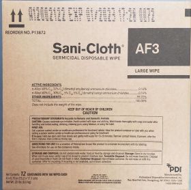 Surface Disinfectant Cleaner Sani Cloth AF3 Premoistened Germicidal Wipe 160/can , 12 Count Case - NonSterile Disposable PDI MFG# P13872