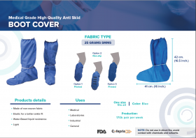 Medical Grade Boot Cover, Knee high, Non Skid, 25g SMMS, Blue, One Size Fits All, EACH