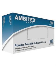 Gloves, Medium, Nitrile, Powder-Free, Blue, Box