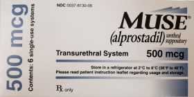 MUSE URETHRAL SUPPOSITORY 500MCG SINGLE-USE SYSTEMS