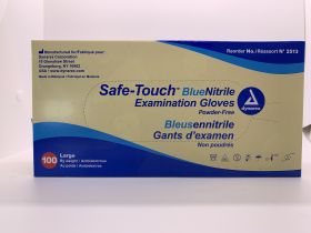 Gloves, Large, 4 Mil, Nitrile, Powder-Free, Not Chemo Approved, Safe-Touch, Box