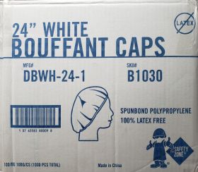 Polypropylene Latex-Free Bouffant Caps 24" White