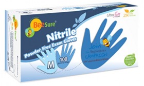 Gloves, Medium, Nitrile, BeeSure, Powder-Free, Exam, Case