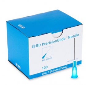 PrecisionGlide Hypodermic Needle, Without Safety, Regular Wall, Sterile, Single Use, 25 Gauge 1 Inch Length