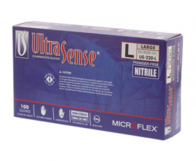 Gloves, Large, Exam, Ultrasense, NonSterile, Nitrile, Powder-Free, Standard Cuff Length, Textured Fingertips, Blue, Not Chemo Approved, Case