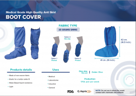Medical Grade Boot Cover, Knee high, Non Skid, 25pack SMMS, Blue, One Size Fits All
