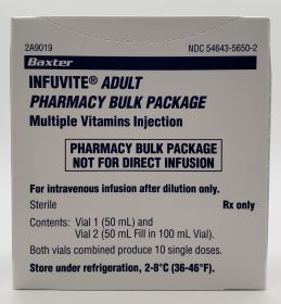 INFUVITE ADULT MULTIPLE VITAMINS INJ PHARMACY BULK PACK MFG# 2A9019, 50ML