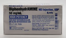 DIPHENHYDRAMINE HCI INJ, USP HIGH POTENCY 50MG/ML 1ML VIAL