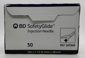 SafeyGlide Hypodermic Needle, Sliding Safety, Sterile, Single Use, 22 Gauge 1 1/2 Inch Length