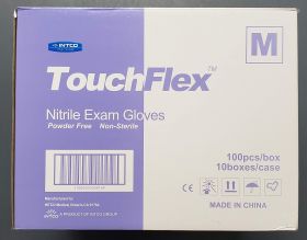 Gloves, Medium, INTCO Touchflex, Medical, Exam, Nitrile, Powder-Free, Latex-Free, 510K, Blue, Case
