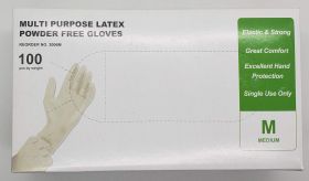 Gloves, Medium, Latex, Powder-Free, Not Chemo Approved, Multi Purpose White, Box