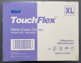 Gloves, XL, INTCO Touchflex, Medical, Exam, Nitrile, Powder-Free, Latex-Free, 510K, Blue, Case