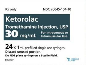 KETOROLAC TROMETHAMINE INJ, USP PREFILLED SYRINGE 30MG 1ML