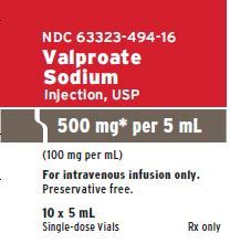 VALPROATE SODIUM INJ, USP PRESERVATIVE-FREE SDV 500MG 5ML