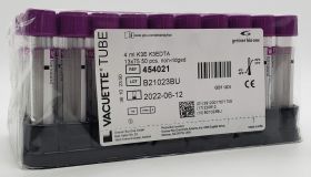 Vacuette K3 EDTA Additive Venous Blood Collection Lavender/Black Ring Pull Cap Polyethylene Terephthalate (PET) Tube 13x75MM 4mL