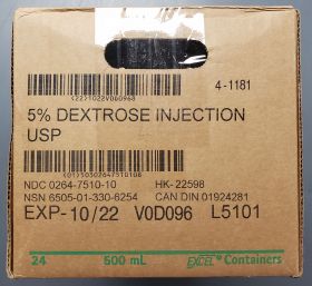 DEXTROSE WATER 5% IV SOLUTION FLEXIBLE BAG PIC™ MFG# L5101, 500ML