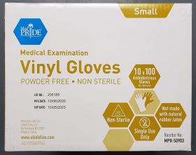 Gloves, Small, Vinyl, Exam, Case