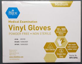Gloves, Medium, Vinyl, Exam, Case
