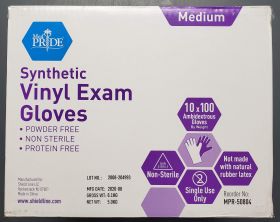 Gloves, Medium, Synthetic Vinyl, Medical, Exam, Case