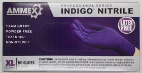 Gloves, XL, Indigo, Nitrile, Latex-Free, Disposable, Powder-Free, Box