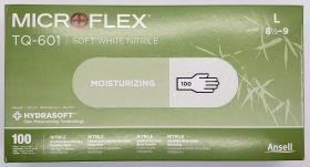 Gloves, Large, Nitrile, NonSterile, Standard Cuff Length, Textured Fingerprints, Not Chemo Approved, White, Box