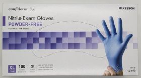 Gloves, XL, Nitrile, Nonsterile, Standard Cuff, Textured Fingerprints, Not Chemo Approved, Confiderm, Blue, Box