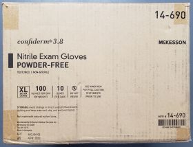 Gloves, XL, Nitrile, Nonsterile, Standard Cuff, Textured Fingerprints, Not Chemo Approved, Confiderm, Blue, Case