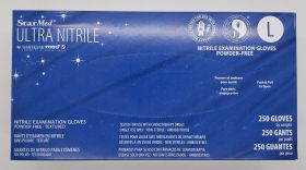 Gloves, Large, Nitrile, NonSterile, Standard Cuff Length, Textured Fingertips, Not Chemo Approved, Blue, Box