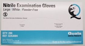 Gloves, Large, Nitrile, Exam, White, Quala, Box
