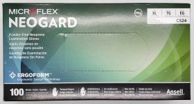 Gloves, XL, Neoprene (Polychloroprene), 5.1 mil, Powder-Free, Latex-Free, Green, Neogard C52, Box