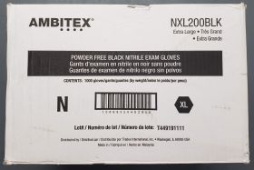 Gloves, XL, Nitrile, Exam, Ambitex Black, Case