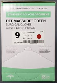 Gloves, Size 9.0, Dermassure, Surgical, Green, Box