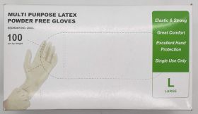 Gloves, Large, Latex, Powder-Free, Multi Purpose Latex, White, Box
