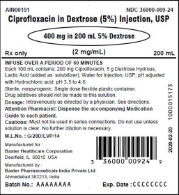 CIPROFLOXACIN LACTATE / DEXTROSE 5% PRESERVATIVE FREE IV PIGGYBACK CONTAINER 400MG/200ML