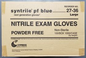 Gloves, Large, Nitrile, Exam, NonSterile, Standard Cuff, Not Chemo Approved, Blue, Case