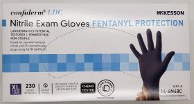 Gloves, XL, Nitrile, Exam, Non-Sterile, Standard Cuff, Textured, Chemo Tested (ASTM D6978-05), Fentanyl Protection, Blue, Box
