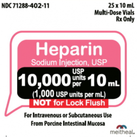 HEPARIN SODIUM INJ, USP MDV 1000USP/ML 10ML