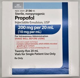 PROPOFOL 1% INJ, USP SINGLE-USE VIAL 10MG/ML 20ML***