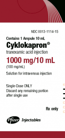 CYKLOKAPRON TRANEXAMIC ACID INJ SDV 100MG/ML 10ML