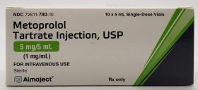 METOPROLOL TARTRATE SDV INJECTABLE 1MG/ML 5ML