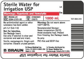 WATER IRRIGATION STERILE BOTTLE, USP, MFG# R5000-01, 1000ML