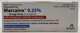 MARCAINE 0.25% WITH EPINEPHRINE 1:200,000 SDV 2.5MG/ML 10ML