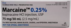 MARCAINE INJ, USP SDV 0.25% 2.5MG/ML 30ML