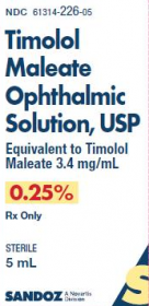 TIMOLOL MALEATE OPHTHALMIC SOLUTION, USP 0.25% 5ML