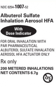 ALBUTEROL SULFATE INHALATION AEROSOL HFA WITH DOSE INDICATOR 200 METERED INHALATIONS 6.7G