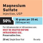 MAGNESIUM SULFATE INJ, USP SDV PRESERVATIVE-FREE 50% 10GM 20ML