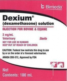 DEXIUM DEXAMETHASONE INJECTION FOR BOVINE AND EQUINE 2MG/ML 100ML *ANIMAL USE ONLY*