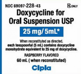 DOXYCYCLINE ORAL SUSPENSION, USP, RASPBERRY FLAVOR (60ML WHEN RECONSTITUTED) 25MG/5ML